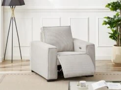 Fauteuil Relax électrique En Velours Cotelé Gris Clair AMELIO -Deco.fr Soldes Boutique fauteuil 22151731