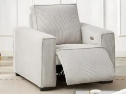 Fauteuil Relax électrique En Velours Cotelé Gris Clair AMELIO -Deco.fr Soldes Boutique fauteuil 22151735