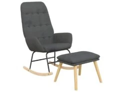 Chaise à Bascule Avec Repose-pied Gris Foncé Tissu -Deco.fr Soldes Boutique fauteuil 22412777