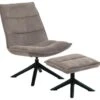 Blizzard Fauteuil Lounge Avec Tabouret Beige, Noir. -Deco.fr Soldes Boutique fauteuil 22414703
