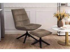 Blizzard Fauteuil Lounge Avec Tabouret Beige, Noir. -Deco.fr Soldes Boutique fauteuil 22414719