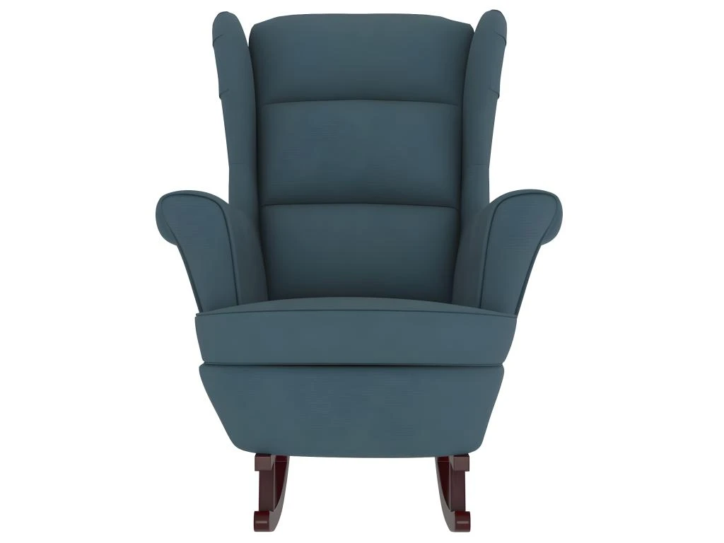 Fauteuil à Bascule Et Pieds En Bois Massif D'hévéa Bleu Velours 3 Fauteuil à Bascule Et Pieds En Bois Massif D'hévéa Bleu Velours – Image 3