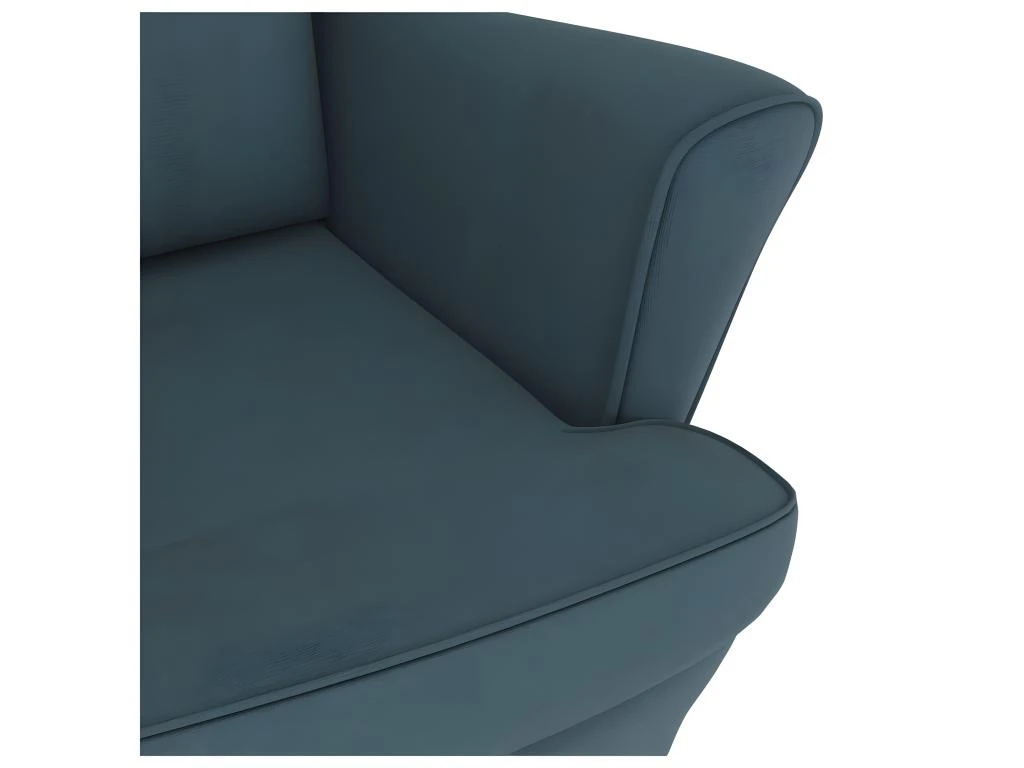 Fauteuil à Bascule Et Pieds En Bois Massif D'hévéa Bleu Velours 6 Fauteuil à Bascule Et Pieds En Bois Massif D'hévéa Bleu Velours – Image 6