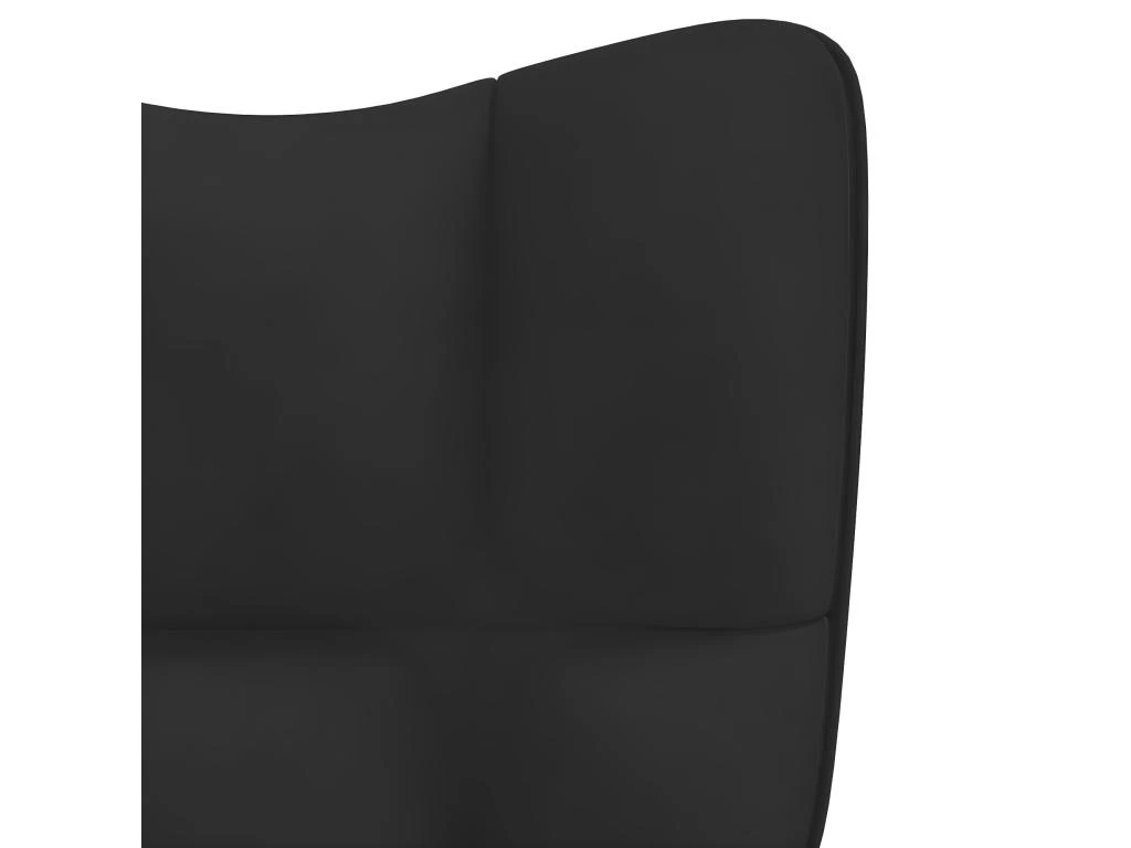 Chaise à Bascule Avec Repose-pied Noir Velours 8 Chaise à Bascule Avec Repose-pied Noir Velours – Image 8