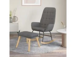 Chaise à Bascule Avec Repose-pied Gris Clair Tissu