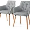 Ensemble De 2 Chaises D'appoint Rembourrées En PU Gris -Deco.fr Soldes Boutique fauteuil 22800323