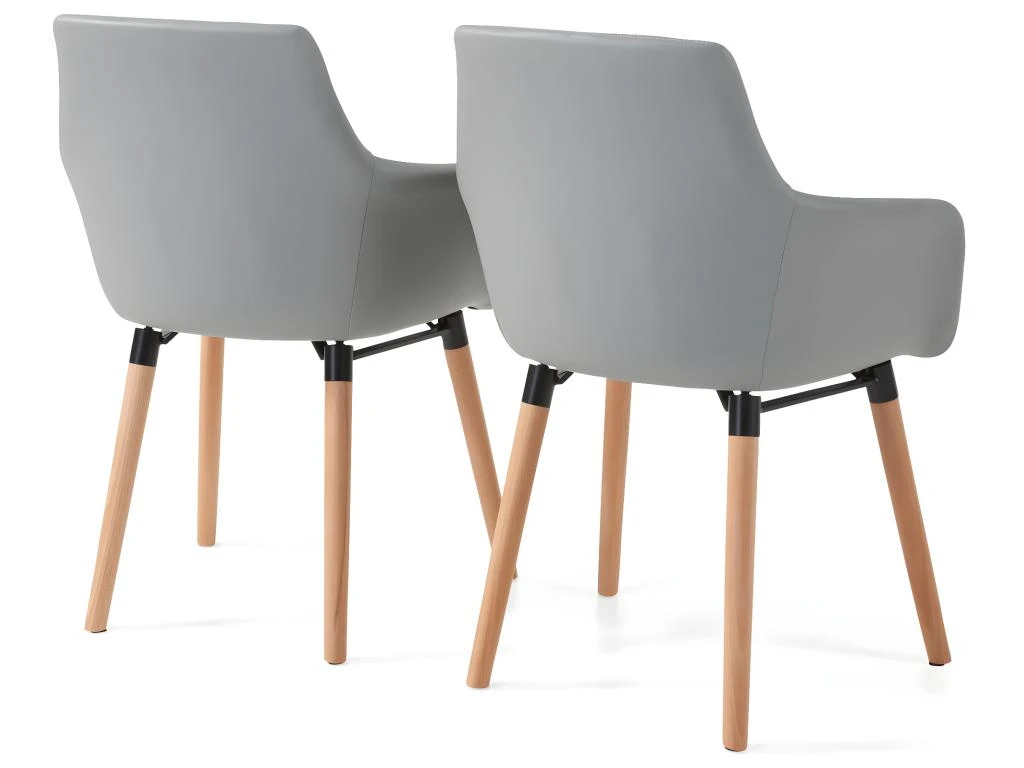 Ensemble De 2 Chaises D'appoint Rembourrées En PU Gris 3 Ensemble De 2 Chaises D'appoint Rembourrées En PU Gris – Image 3