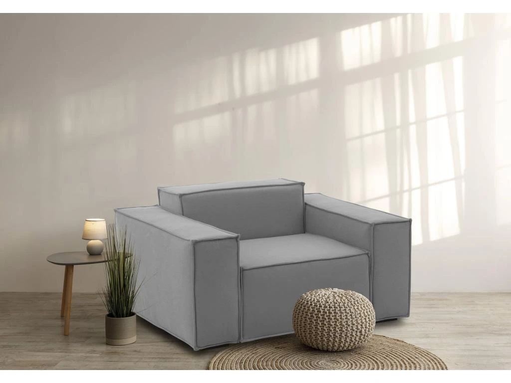 Chaise Longue Dciurri, Chaise Longue, 100% Made In Italy, Fauteuil Relax En Tissu Rembourré, Cm 140x95h70, Gris 2 Chaise Longue Dciurri, Chaise Longue, 100% Made In Italy, Fauteuil Relax En Tissu Rembourré, Cm 140x95h70, Gris – Image 2