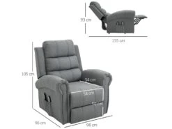Fauteuil De Massage Fauteuil Releveur électrique Inclinaison Réglable Repose-Pied Ajustable Lin Gris Chiné -Deco.fr Soldes Boutique fauteuil 22962559