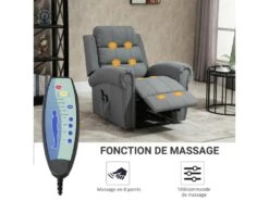 Fauteuil De Massage Fauteuil Releveur électrique Inclinaison Réglable Repose-Pied Ajustable Lin Gris Chiné -Deco.fr Soldes Boutique fauteuil 22962563