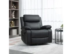 Fauteuil De Massage Et Relaxation électrique Inclinable Pivotant Repose-pied Télécommande Noir