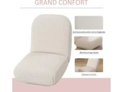 Fauteuil Paresseux Grand Confort épaisse Assise 25 Cm Doux Revêtement Tissu Toucher Laine D'agneau Blanc Cassé -Deco.fr Soldes Boutique fauteuil 22990377