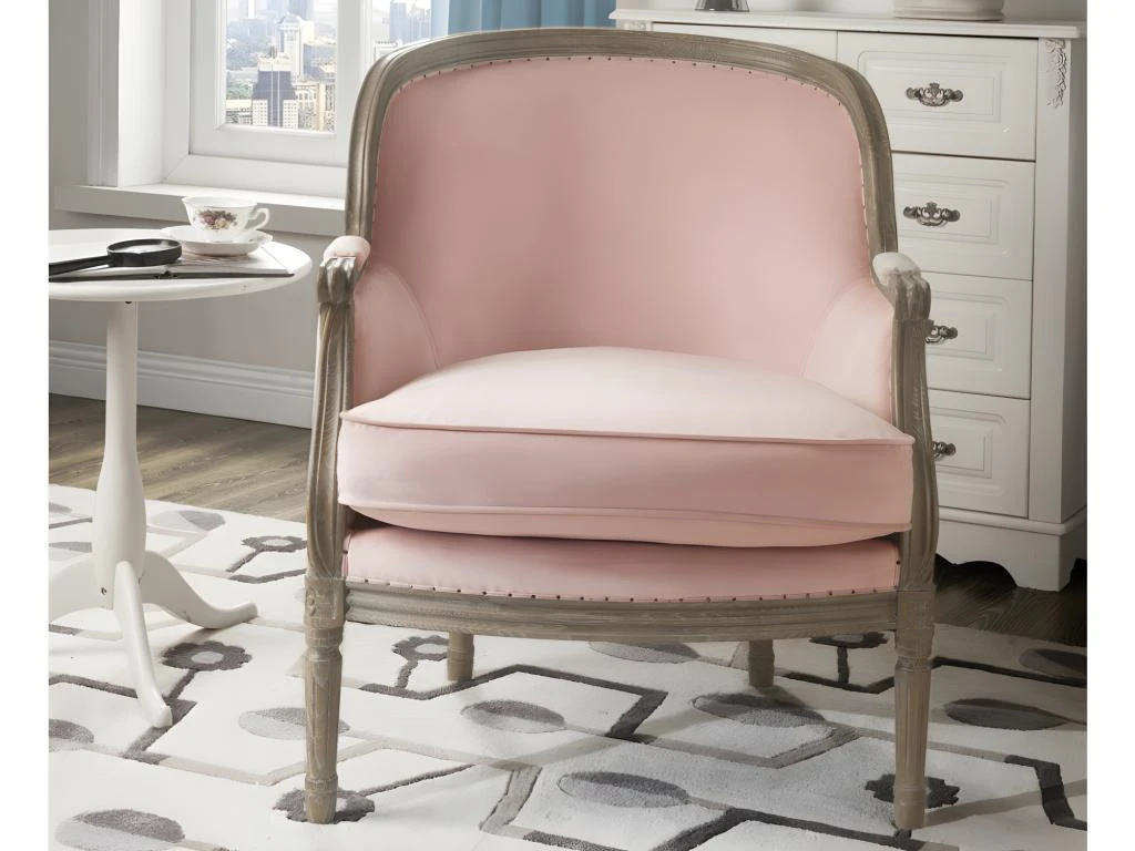 Fauteuil En Velours ALIENOR - Rose Pastel 2 Fauteuil En Velours ALIENOR - Rose Pastel – Image 2
