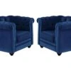 Lot De 2 Fauteuils CHESTERFIELD - Velours Bleu Roi -Deco.fr Soldes Boutique fauteuil 266509