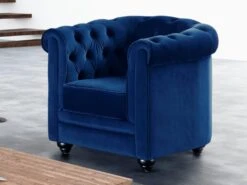 Fauteuil CHESTERFIELD - Velours Bleu Roi