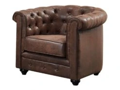 Fauteuil CHESTERFIELD En Microfibre Aspect Cuir Vieilli 8 Fauteuil CHESTERFIELD En Microfibre Aspect Cuir Vieilli -Deco.fr Soldes Boutique fauteuil 278421