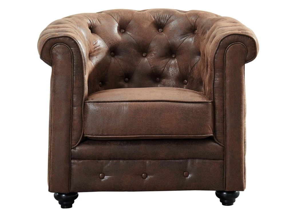Fauteuil CHESTERFIELD En Microfibre Aspect Cuir Vieilli 3 Fauteuil CHESTERFIELD En Microfibre Aspect Cuir Vieilli – Image 3