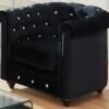 Fauteuil CHESTERFIELD - Velours Noir Et Boutons Effet Cristal -Deco.fr Soldes Boutique fauteuil 282589