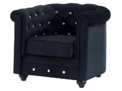 Fauteuil CHESTERFIELD - Velours Noir Et Boutons Effet Cristal -Deco.fr Soldes Boutique fauteuil 282593