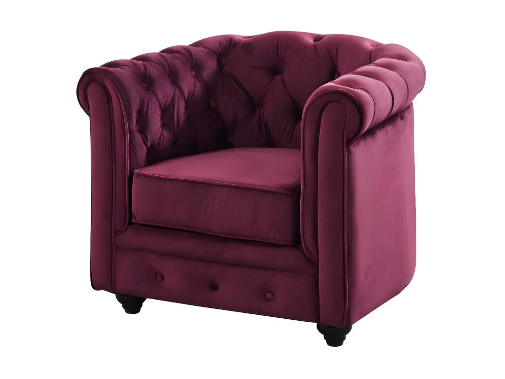 Fauteuil CHESTERFIELD - Velours Pourpre 6 Fauteuil CHESTERFIELD - Velours Pourpre – Image 6