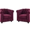 Lot De 2 Fauteuils CHESTERFIELD - Velours Pourpre -Deco.fr Soldes Boutique fauteuil 315829