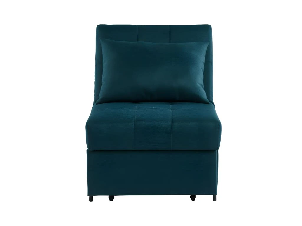 Fauteuil Convertible En Tissu LESNA - Bleu Canard 3 Fauteuil Convertible En Tissu LESNA - Bleu Canard – Image 3