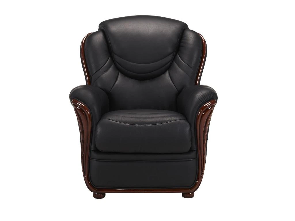 Fauteuil 100% Cuir De Buffle ADELAIDE - Noir 2 Fauteuil 100% Cuir De Buffle ADELAIDE - Noir – Image 2