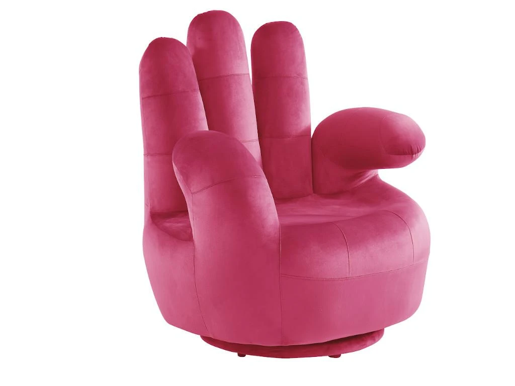Fauteuil Main Pivotant CATCHY En Velours - Fuchsia 2 Fauteuil Main Pivotant CATCHY En Velours - Fuchsia – Image 2