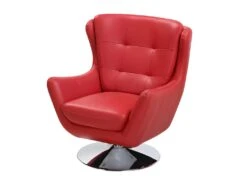 Fauteuil Pivotant En Cuir ANABA - Rouge 7 Fauteuil Pivotant En Cuir ANABA - Rouge -Deco.fr Soldes Boutique fauteuil 367149