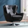Fauteuil Pivotant En Cuir ANABA - Noir -Deco.fr Soldes Boutique fauteuil 367151