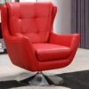 Fauteuil Pivotant En Cuir ANABA - Rouge -Deco.fr Soldes Boutique fauteuil 367155