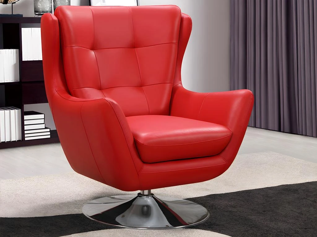 Fauteuil Pivotant En Cuir ANABA - Rouge 1 Fauteuil Pivotant En Cuir ANABA - Rouge