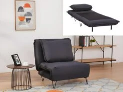 Fauteuil Convertible En Tissu LOOF - Anthracite