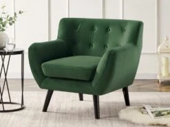 Fauteuil En Velours Vert Sapin SERTI II