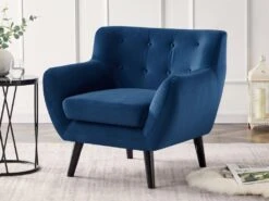 Fauteuil En Velours Bleu Nuit SERTI II