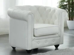 Fauteuil En Cuir De Buffle CHESTERFIELD - Blanc 7 Fauteuil En Cuir De Buffle CHESTERFIELD - Blanc -Deco.fr Soldes Boutique fauteuil 398831