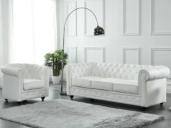 Fauteuil En Cuir De Buffle CHESTERFIELD - Blanc