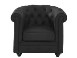 Fauteuil En Cuir De Buffle CHESTERFIELD - Noir -Deco.fr Soldes Boutique fauteuil 398859