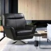 Fauteuil Pivotant En Cuir De Buffle ITHAQUE - Noir -Deco.fr Soldes Boutique fauteuil 417837