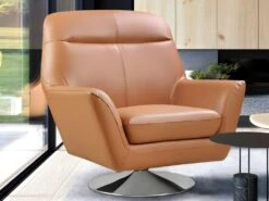 Fauteuil Pivotant En Cuir De Buffle ITHAQUE - Camel 7 Fauteuil Pivotant En Cuir De Buffle ITHAQUE - Camel -Deco.fr Soldes Boutique fauteuil 417845