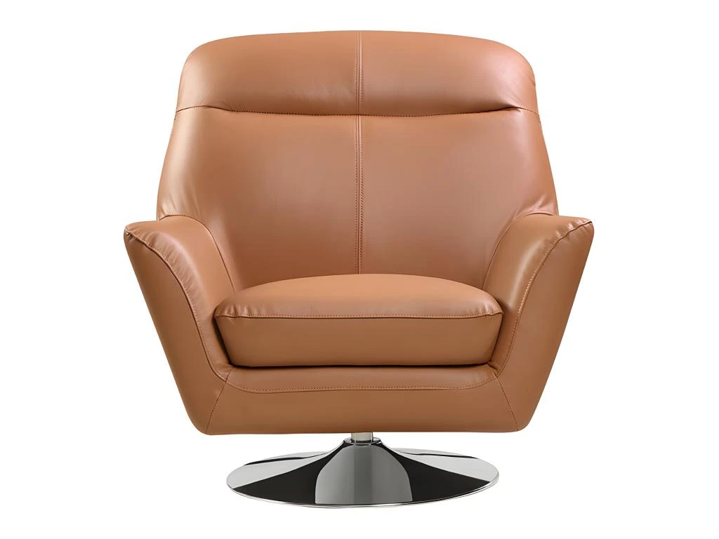 Fauteuil Pivotant En Cuir De Buffle ITHAQUE - Camel 4 Fauteuil Pivotant En Cuir De Buffle ITHAQUE - Camel â Image 4