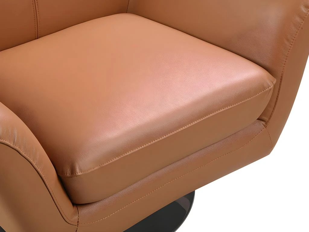 Fauteuil Pivotant En Cuir De Buffle ITHAQUE - Camel 6 Fauteuil Pivotant En Cuir De Buffle ITHAQUE - Camel â Image 6