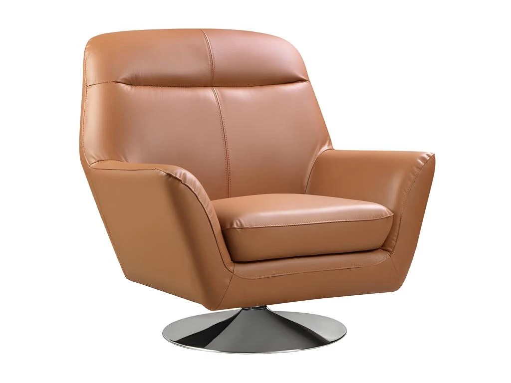 Fauteuil Pivotant En Cuir De Buffle ITHAQUE - Camel 3 Fauteuil Pivotant En Cuir De Buffle ITHAQUE - Camel â Image 3