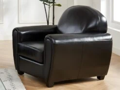 Fauteuil Club En Cuir SIGURD - Noir