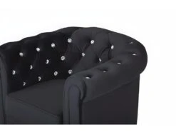 Fauteuil CHESTERFIELD - Velours Noir Et Boutons Effet Cristal -Deco.fr Soldes Boutique fauteuil 474491