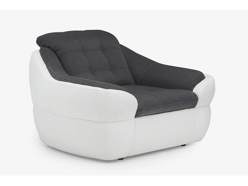 Fauteuil En Tissu Et Simili FAREZ - Bicolore Gris Et Blanc 5 Fauteuil En Tissu Et Simili FAREZ - Bicolore Gris Et Blanc – Image 5