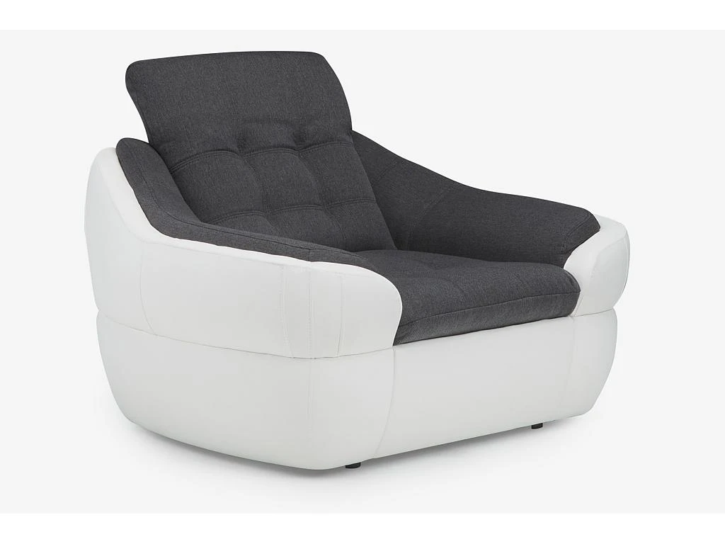 Fauteuil En Tissu Et Simili FAREZ - Bicolore Gris Et Blanc 4 Fauteuil En Tissu Et Simili FAREZ - Bicolore Gris Et Blanc – Image 4
