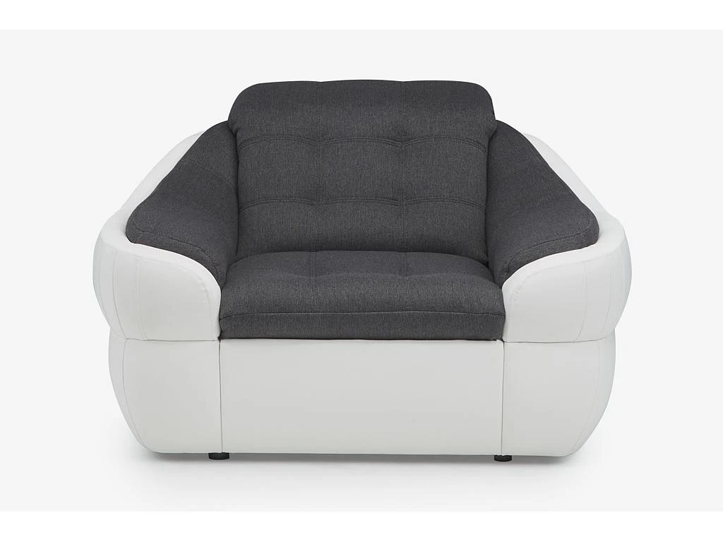 Fauteuil En Tissu Et Simili FAREZ - Bicolore Gris Et Blanc 3 Fauteuil En Tissu Et Simili FAREZ - Bicolore Gris Et Blanc – Image 3