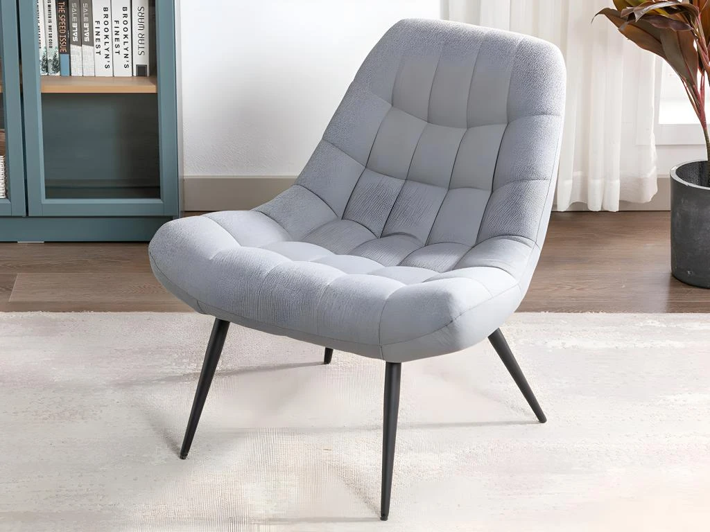 Fauteuil En Tissu Gris Clair ESENO 2 Fauteuil En Tissu Gris Clair ESENO – Image 2
