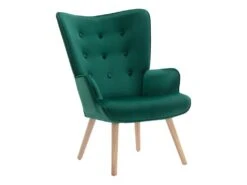 Fauteuil En Velours Vert VATELY -Deco.fr Soldes Boutique fauteuil 492019